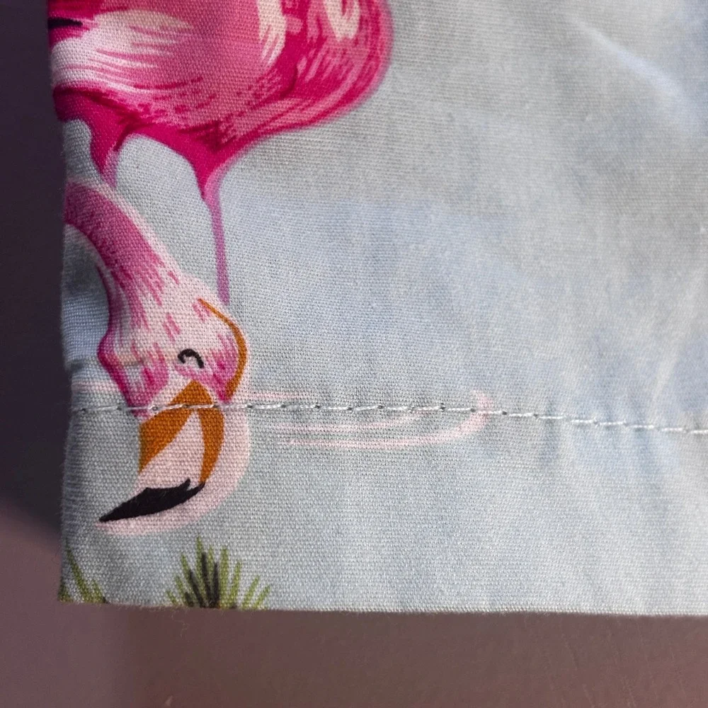RJC‎ Hawaii Flamingo Aloha Shirt Mens Small Blue Hibiscus Tropical Made In USA